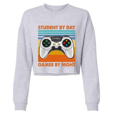 Student By Day Gamer By Night Meme For Gamers Cropped Pullover Crew