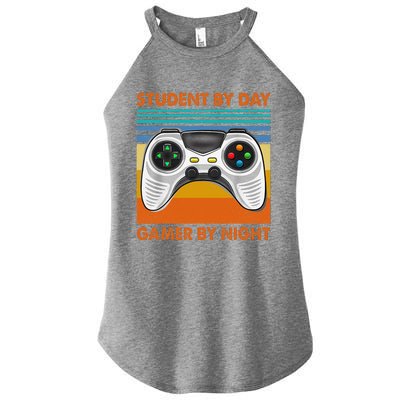 Student By Day Gamer By Night Meme For Gamers Women’s Perfect Tri Rocker Tank