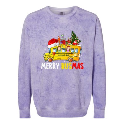 School Bus Driver Christmas Pajamas Merry Busmas Xmas Ugly Colorblast Crewneck Sweatshirt