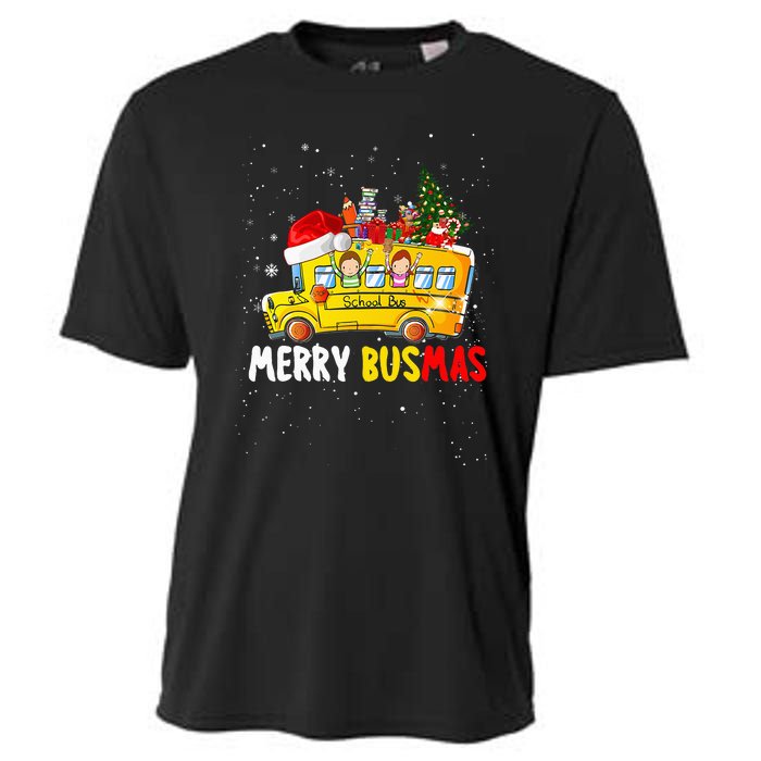 School Bus Driver Christmas Pajamas Merry Busmas Xmas Ugly Cooling Performance Crew T-Shirt