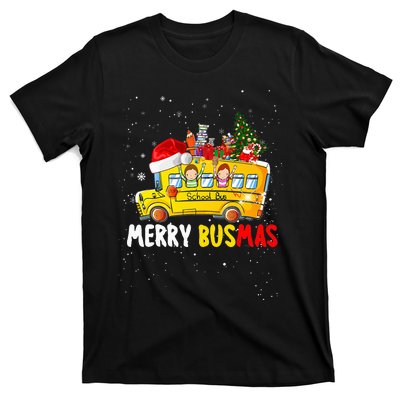 School Bus Driver Christmas Pajamas Merry Busmas Xmas Ugly T-Shirt