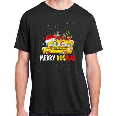 School Bus Driver Christmas Pajamas Merry Busmas Xmas Ugly Adult ChromaSoft Performance T-Shirt