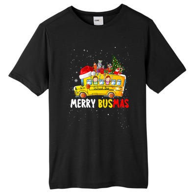 School Bus Driver Christmas Pajamas Merry Busmas Xmas Ugly Tall Fusion ChromaSoft Performance T-Shirt