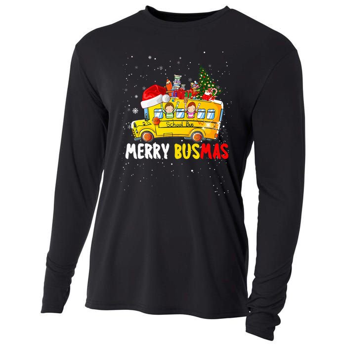 School Bus Driver Christmas Pajamas Merry Busmas Xmas Ugly Cooling Performance Long Sleeve Crew