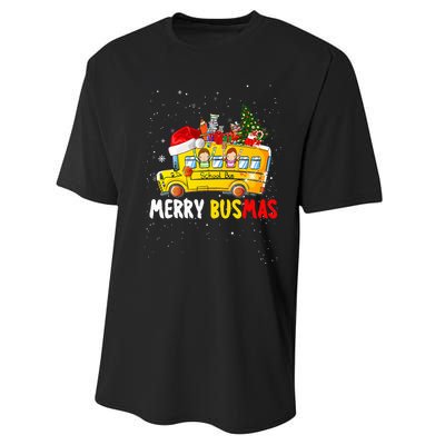 School Bus Driver Christmas Pajamas Merry Busmas Xmas Ugly Performance Sprint T-Shirt