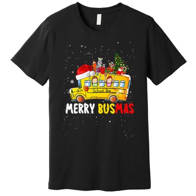 School Bus Driver Christmas Pajamas Merry Busmas Xmas Ugly Premium T-Shirt