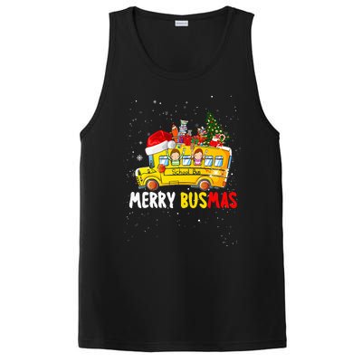 School Bus Driver Christmas Pajamas Merry Busmas Xmas Ugly PosiCharge Competitor Tank