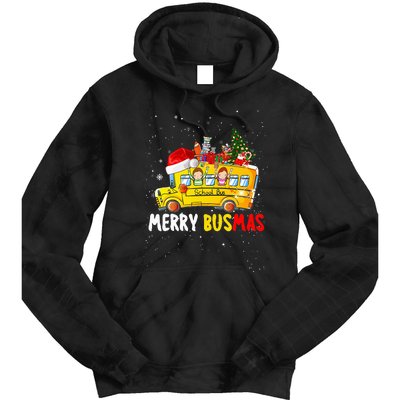 School Bus Driver Christmas Pajamas Merry Busmas Xmas Ugly Tie Dye Hoodie