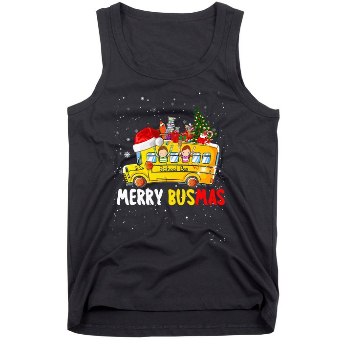 School Bus Driver Christmas Pajamas Merry Busmas Xmas Ugly Tank Top