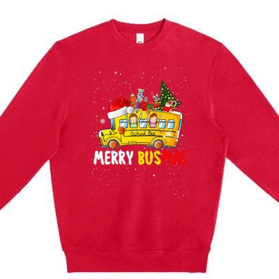 School Bus Driver Christmas Pajamas Merry Busmas Xmas Ugly Premium Crewneck Sweatshirt