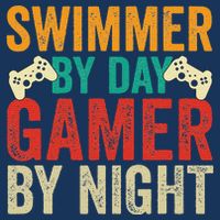 Swimmer By Day Gamer By Night Swimming Funny Cooling Performance Crew T-Shirt