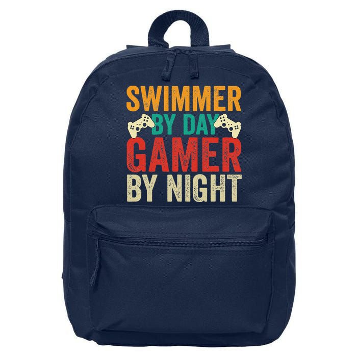 Swimmer By Day Gamer By Night Swimming Funny 16 in Basic Backpack