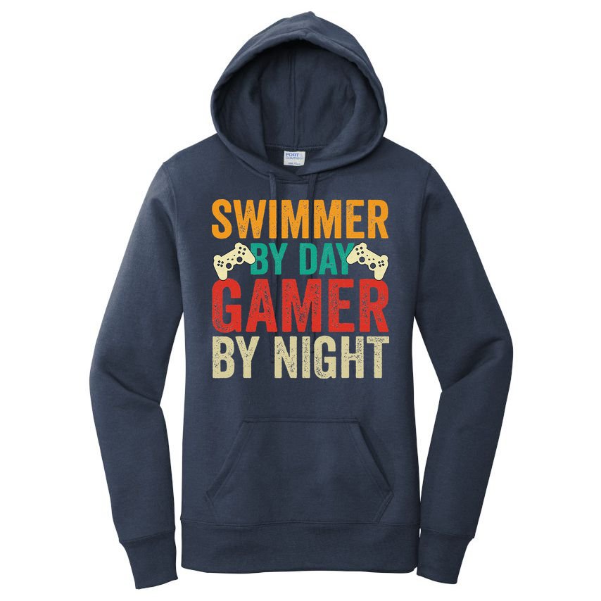 Swimmer By Day Gamer By Night Swimming Funny Women's Pullover Hoodie