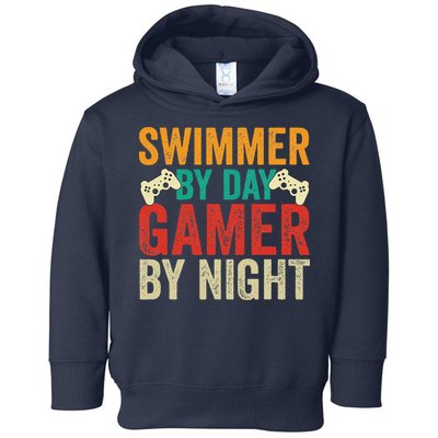 Swimmer By Day Gamer By Night Swimming Funny Toddler Hoodie