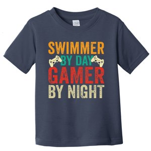 Swimmer By Day Gamer By Night Swimming Funny Toddler T-Shirt