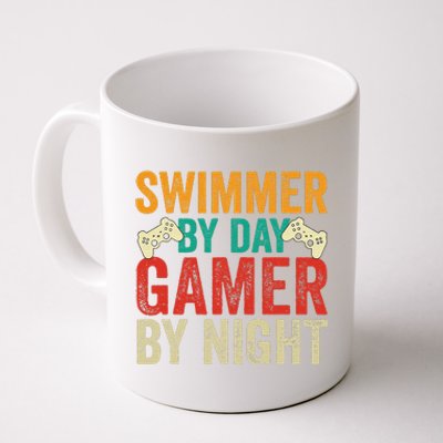 Swimmer By Day Gamer By Night Swimming Funny Coffee Mug