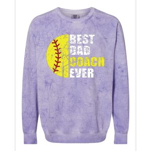 Softball Best Dad Coach Ever Retro Father Softball Coach Dad Colorblast Crewneck Sweatshirt