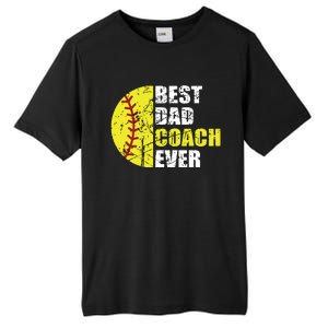 Softball Best Dad Coach Ever Retro Father Softball Coach Dad Tall Fusion ChromaSoft Performance T-Shirt