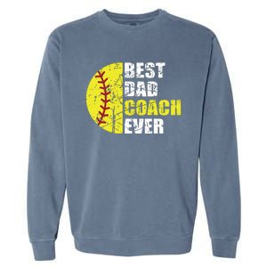 Softball Best Dad Coach Ever Retro Father Softball Coach Dad Garment-Dyed Sweatshirt