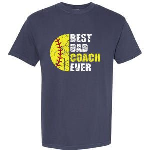 Softball Best Dad Coach Ever Retro Father Softball Coach Dad Garment-Dyed Heavyweight T-Shirt