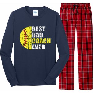 Softball Best Dad Coach Ever Retro Father Softball Coach Dad Long Sleeve Pajama Set