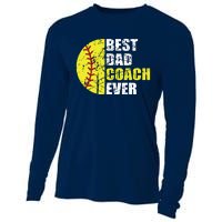 Softball Best Dad Coach Ever Retro Father Softball Coach Dad Cooling Performance Long Sleeve Crew