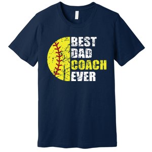 Softball Best Dad Coach Ever Retro Father Softball Coach Dad Premium T-Shirt