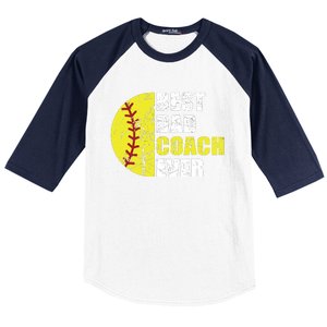 Softball Best Dad Coach Ever Retro Father Softball Coach Dad Baseball Sleeve Shirt