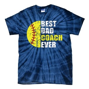 Softball Best Dad Coach Ever Retro Father Softball Coach Dad Tie-Dye T-Shirt