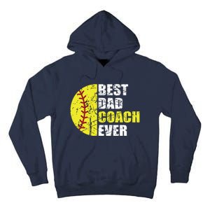 Softball Best Dad Coach Ever Retro Father Softball Coach Dad Tall Hoodie