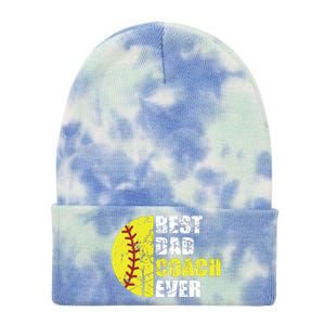 Softball Best Dad Coach Ever Retro Father Softball Coach Dad Tie Dye 12in Knit Beanie