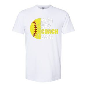 Softball Best Dad Coach Ever Retro Father Softball Coach Dad Softstyle CVC T-Shirt