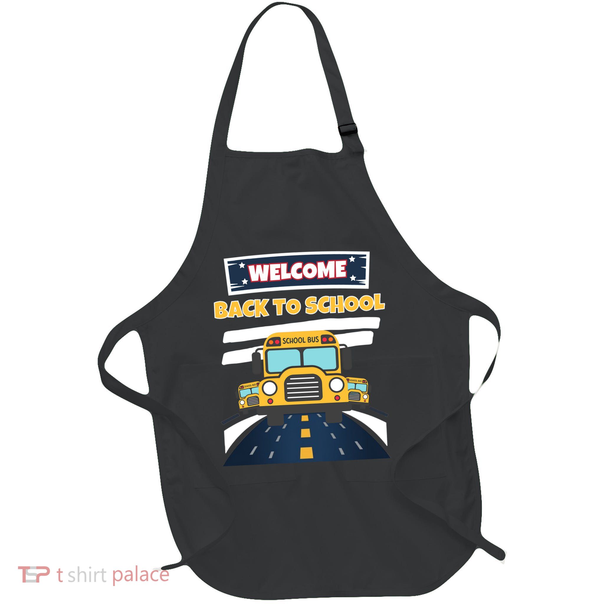 School Bus Driver Teachers Students Welcome Back To School Full-Length Apron With Pockets