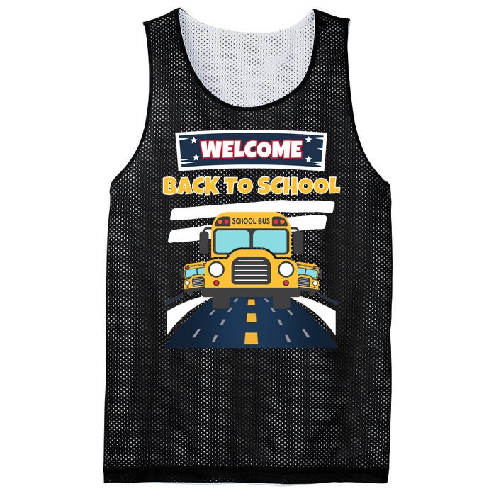 School Bus Driver Teachers Students Welcome Back To School Mesh Reversible Basketball Jersey Tank