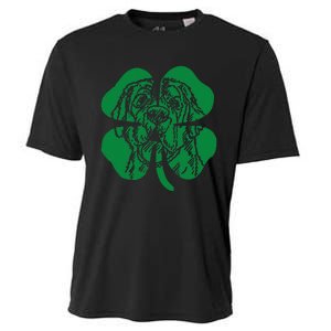 St Bernard Dog Head Face Green Shamrock Saint Patrick's Day Cooling Performance Crew T-Shirt