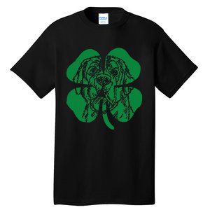 St Bernard Dog Head Face Green Shamrock Saint Patrick's Day Tall T-Shirt