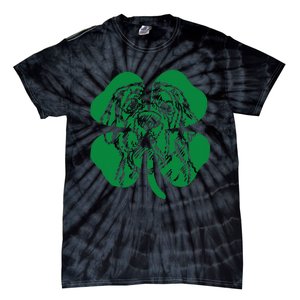 St Bernard Dog Head Face Green Shamrock Saint Patrick's Day Tie-Dye T-Shirt