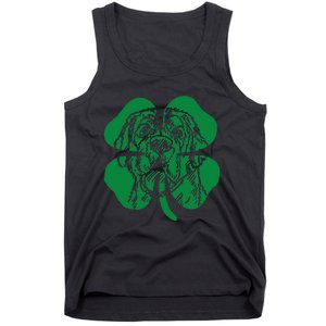 St Bernard Dog Head Face Green Shamrock Saint Patrick's Day Tank Top