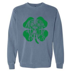 St Bernard Dog Head Face Green Shamrock Saint Patrick's Day Garment-Dyed Sweatshirt