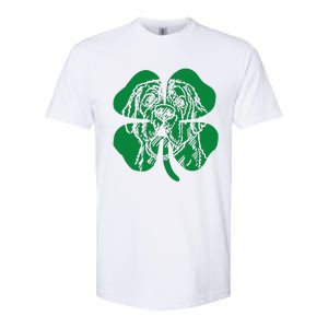 St Bernard Dog Head Face Green Shamrock Saint Patrick's Day Softstyle CVC T-Shirt