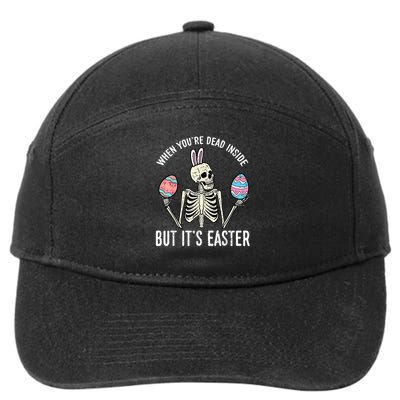Skeleton Bunny Dead Inside But Easter Funny Women  7-Panel Snapback Hat