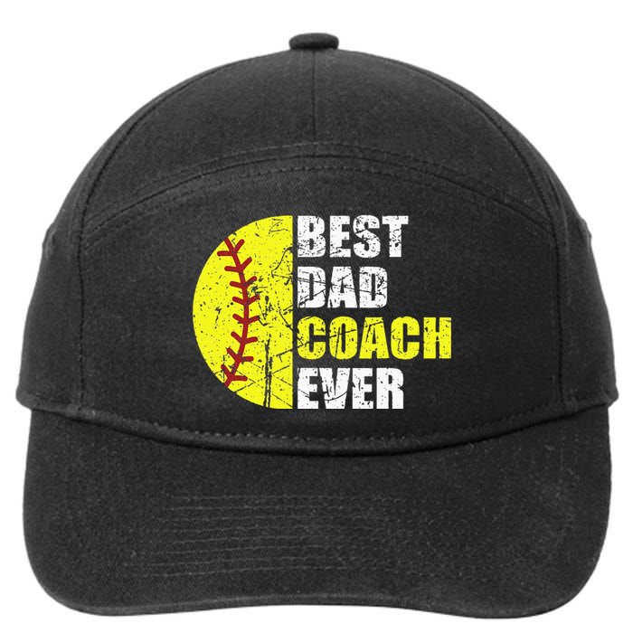 Softball Best Dad Coach Ever Retro Father Softball Coach Dad 7-Panel Snapback Hat