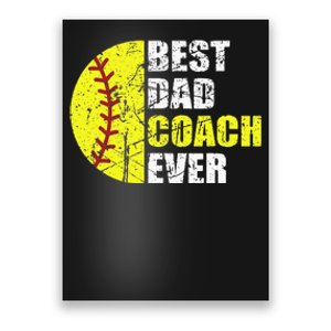 Softball Best Dad Coach Ever Retro Father Softball Coach Dad Poster