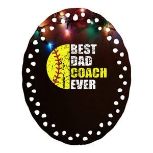 Softball Best Dad Coach Ever Retro Father Softball Coach Dad Ceramic Oval Ornament