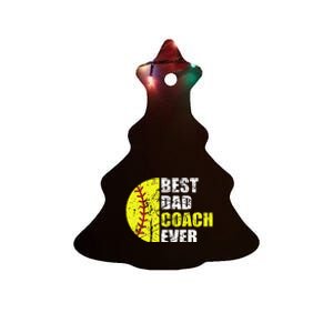 Softball Best Dad Coach Ever Retro Father Softball Coach Dad Ceramic Tree Ornament