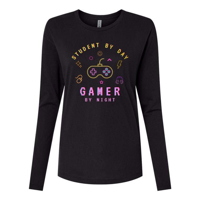 Student By Day Gamer By Night Womens Cotton Relaxed Long Sleeve T-Shirt