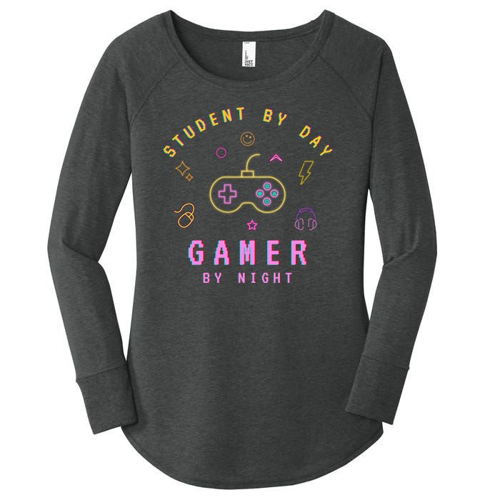 Student By Day Gamer By Night Women's Perfect Tri Tunic Long Sleeve Shirt