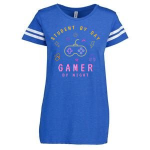 Student By Day Gamer By Night Enza Ladies Jersey Football T-Shirt