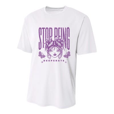 Stop Being Desperate Sassy Doll Youth Performance Sprint T-Shirt