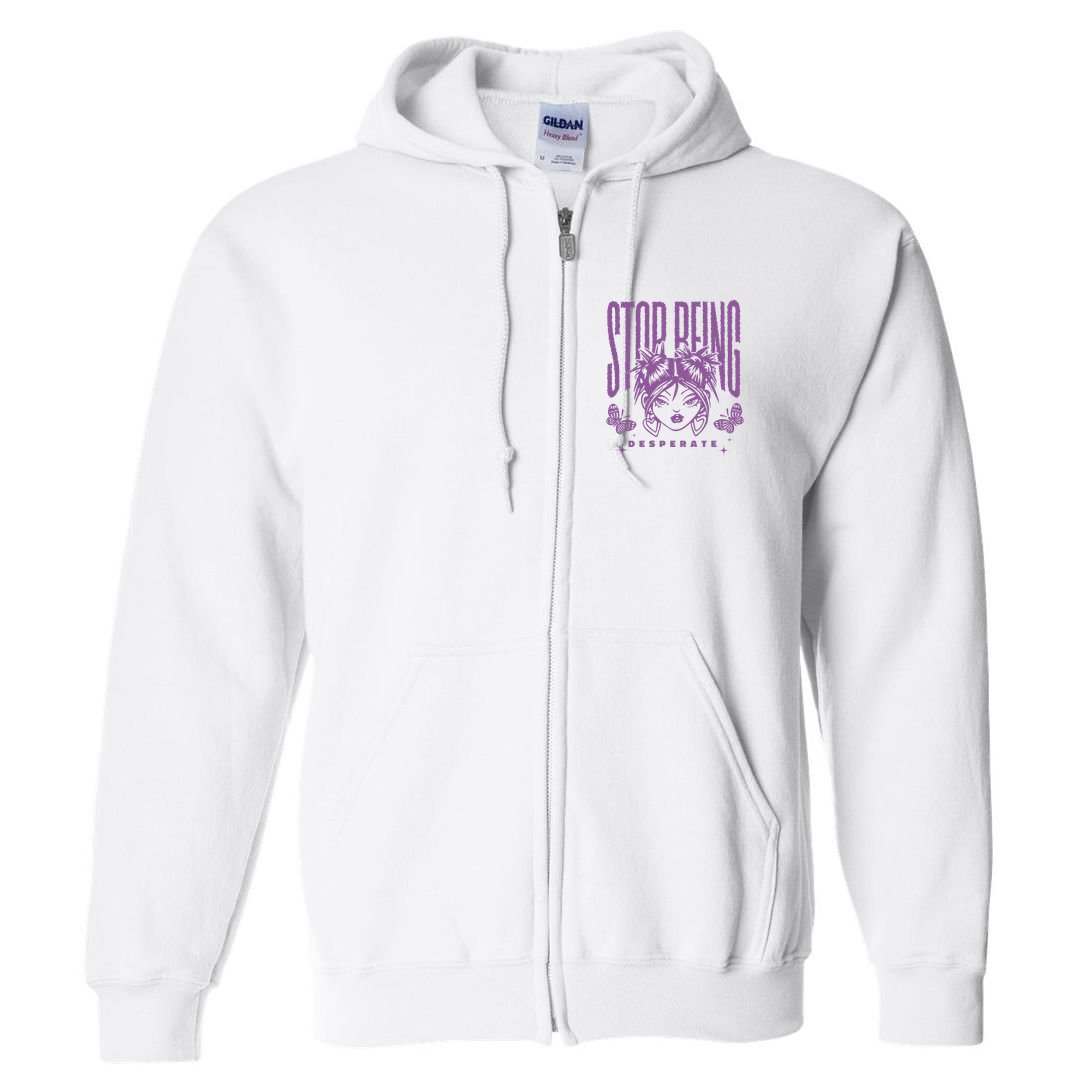 Stop Being Desperate Sassy Doll Full Zip Hoodie